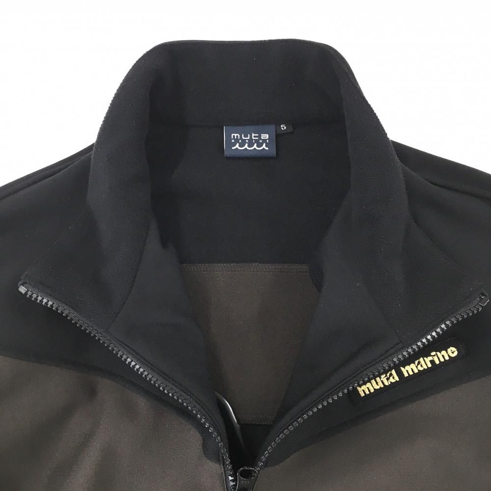 【美品】ムータマリン ジャケット 黒×ブラウン 裏起毛 ネック毛羽立ち少 メンズ 5(M) ゴルフウェア 2024年モデル muta 美品】ムータマリン ジャケット 黒×ブラウン 裏起毛 ネック毛羽立ち少