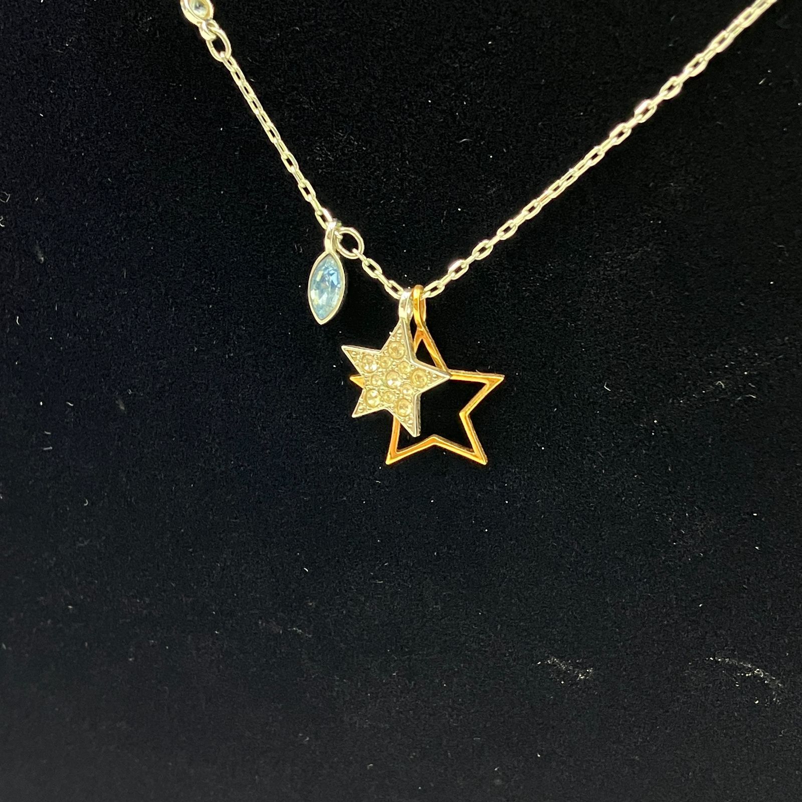 0213-12【美品】スワロフスキー ダブルスター 星 ネックレスコンビ 