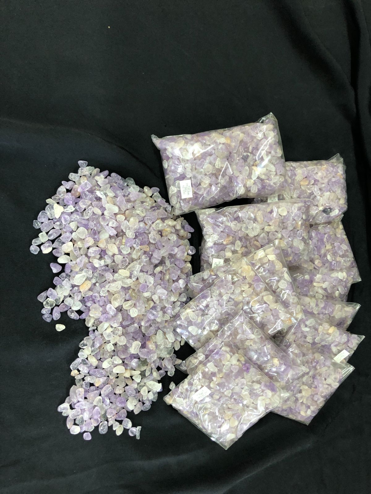  ラベンダーアメジストさざれ チップ BOX|ブラジル産 アラーム時計 置物 インテリア小物