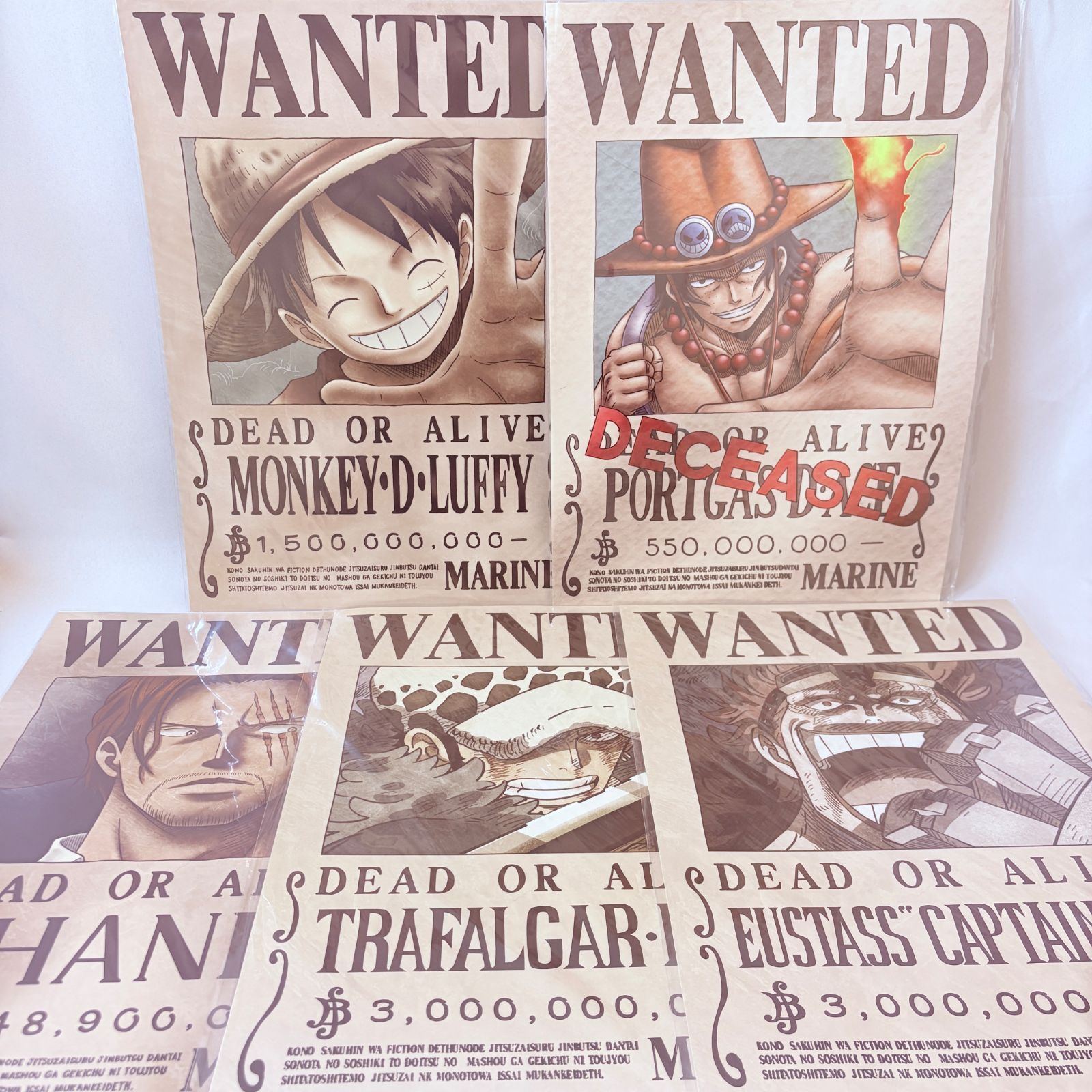 ワンピース 海軍発行 公式手配書 ポスター ルフィー エース シャンクス