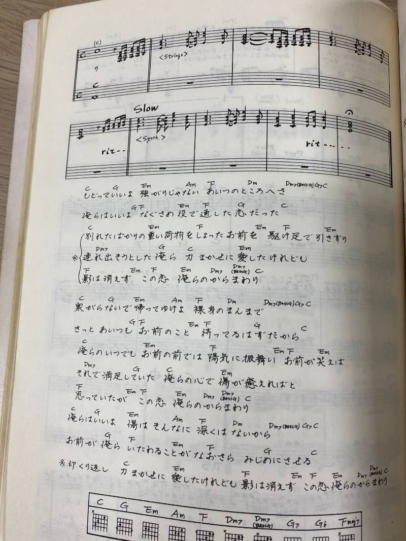 チャゲ&飛鳥 楽譜全集 ギター楽譜308ページ 風舞からINSIDEまで