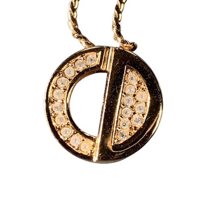 美品 Dior クリスチャンディオール CDロゴ ストーン ゴールド
