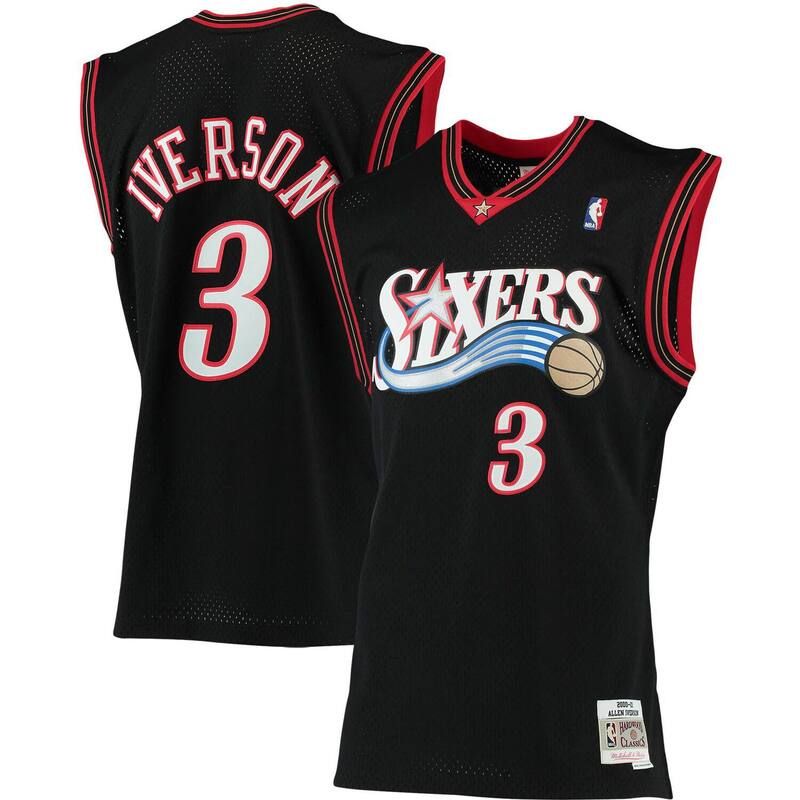 ミッチェルネス メンズ トップス Tシャツ トール ジャージー Mens Mitchell Ness Allen Iverson Black Philadelphia 76ers Big Tall Hardwood Classics Jersey 76r Bl
