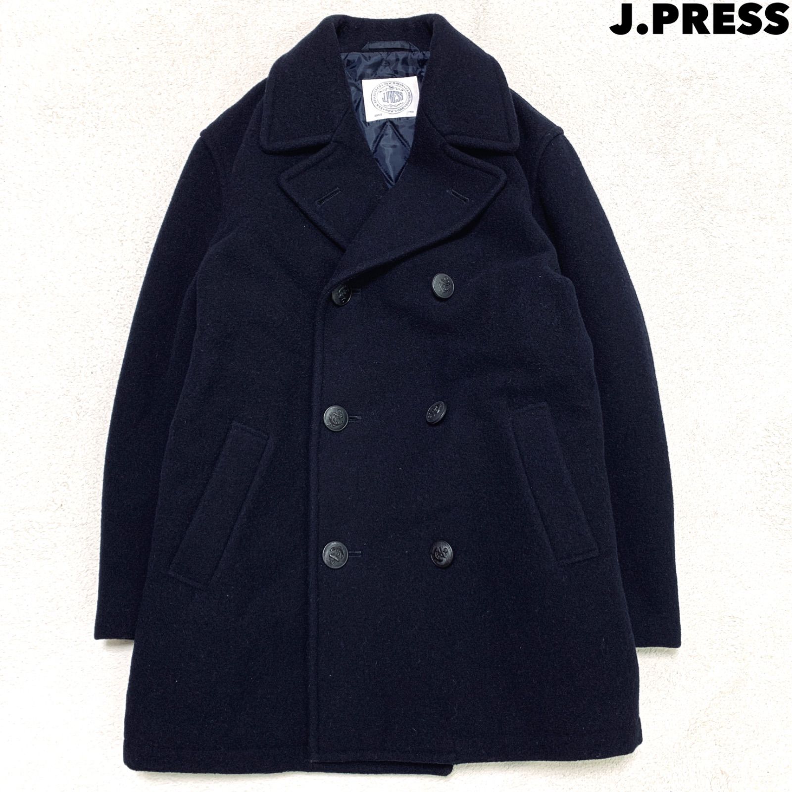 J.press ウール ネイビー ダブルブレスト ピーコート J.PRESS ピーコート Pコート ウールコート ダブルブレスト