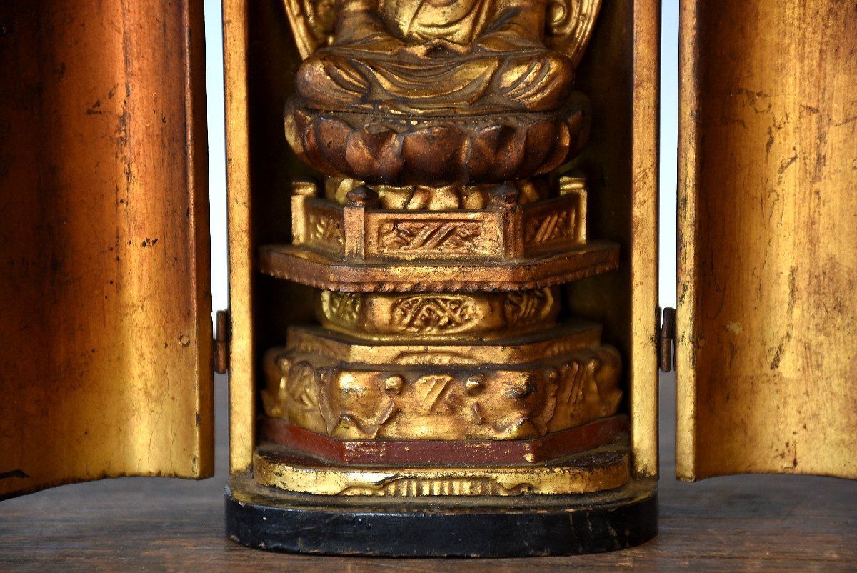 蔵A5917】仏教美術 木彫 阿弥陀如来像 厨子入り 江戸時代 - メルカリ