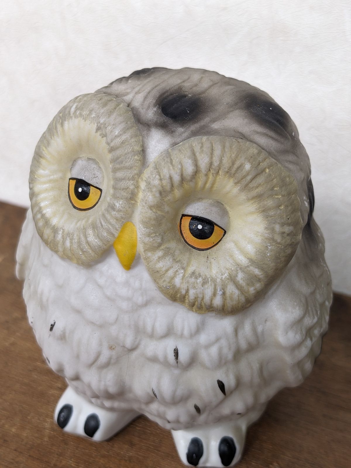 フクロウの置物 2点セット 陶器製/樹脂製 梟 オブジェ ガーデニング