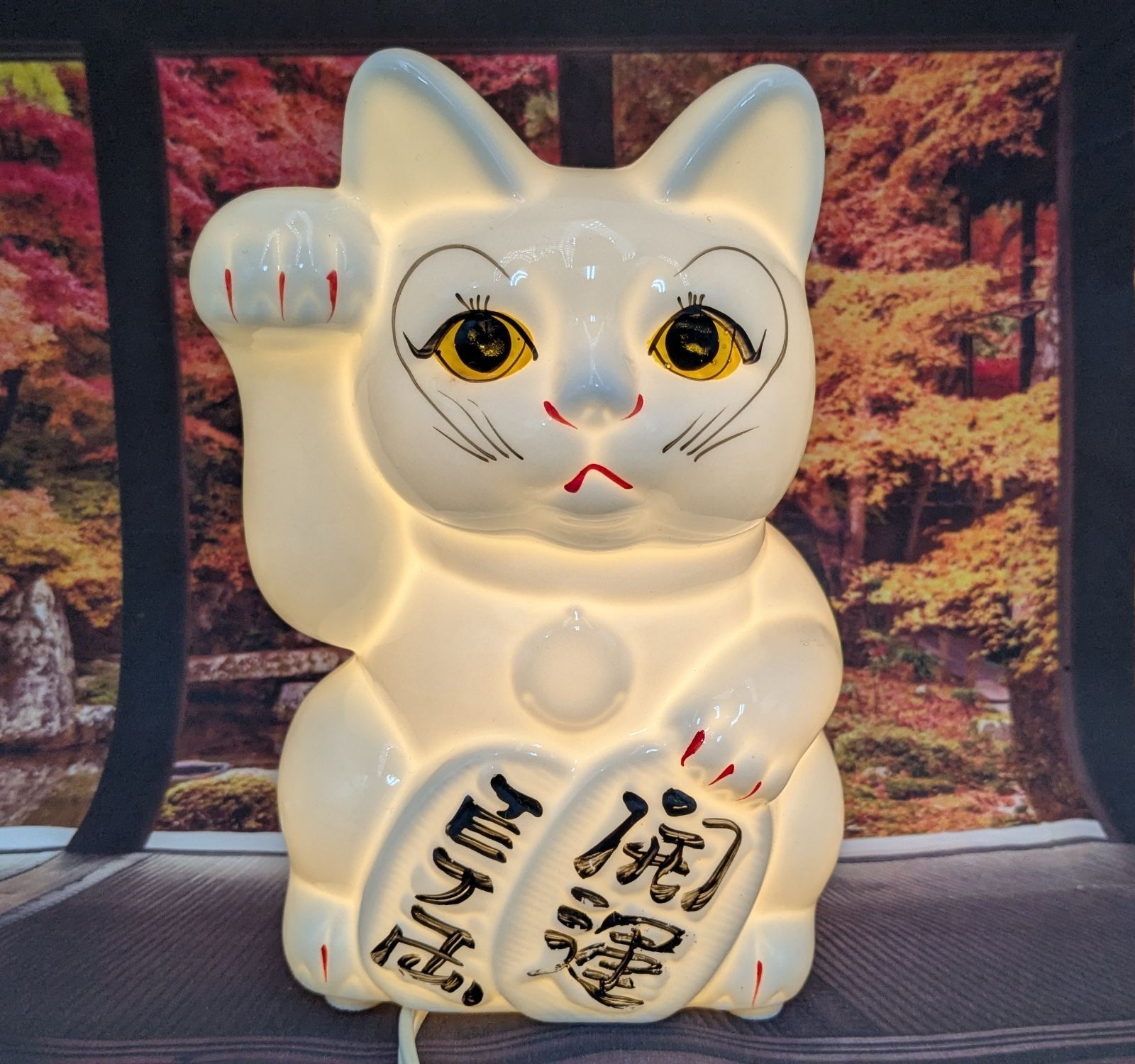 縁起物 昭和レトロ ファンシー 百万両 開運 右手招き 電飾 置物 光る招き猫 動作 済 ヴィンテージ