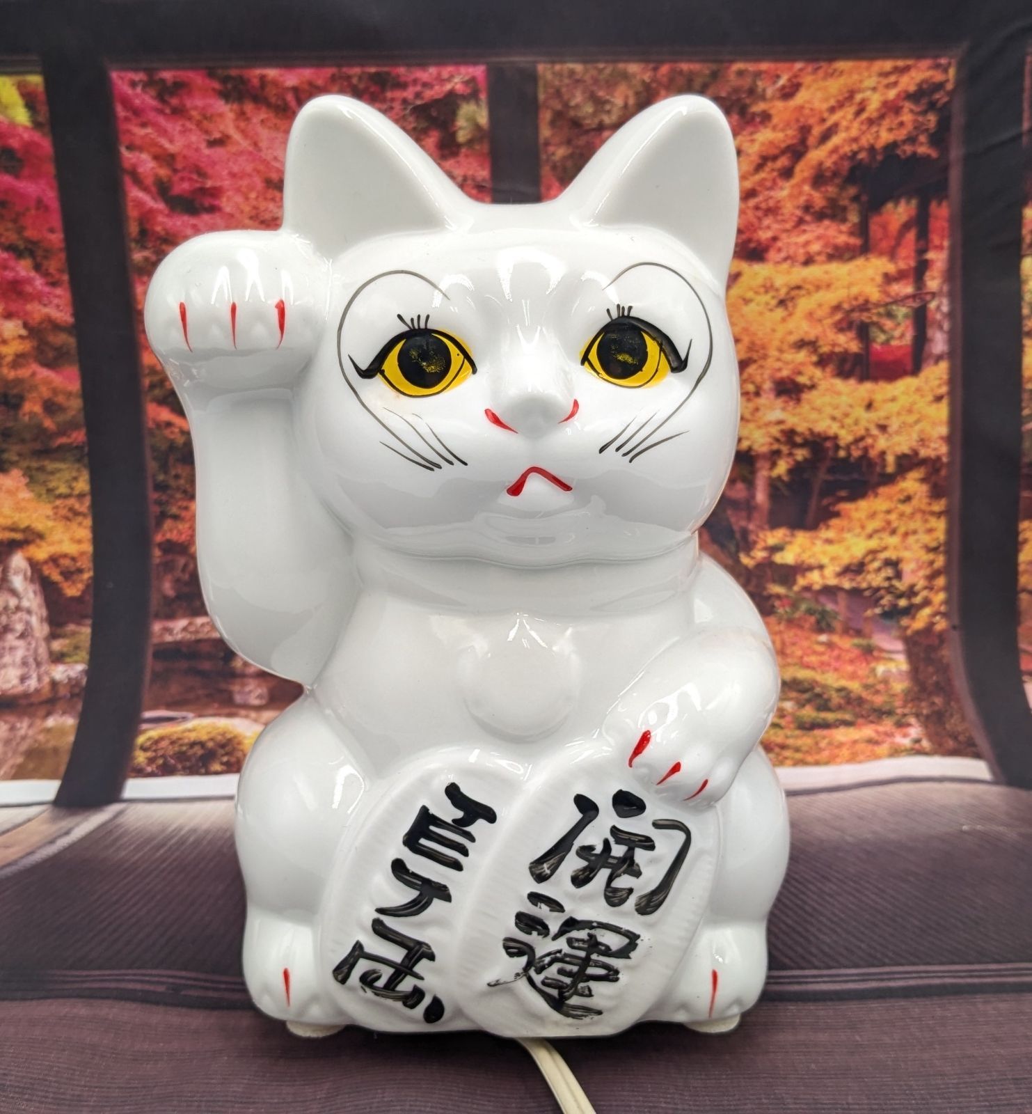  縁起物 昭和レトロ ファンシー 百万両 開運 右手招き 電飾 置物 光る招き猫 動作 済 ヴィンテージ ペン立て 置物 インテリア小物