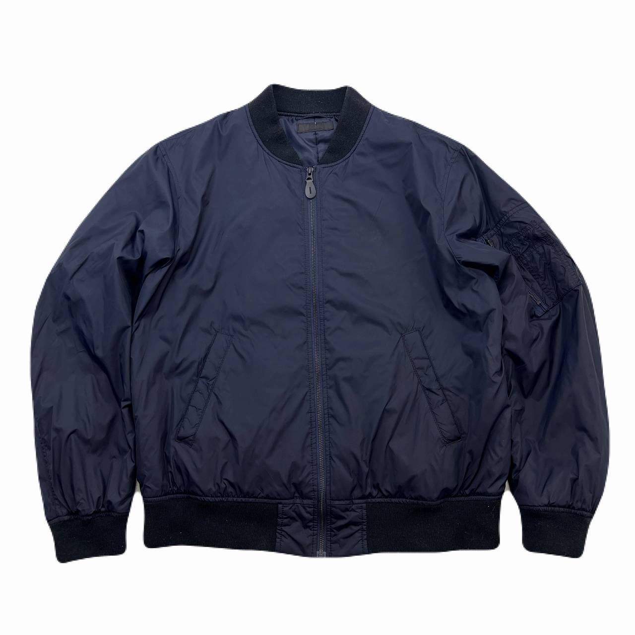 ユニクロ MA-1 フライトジャケット メンズ XL ナイロンジャケット ネイビー 濃紺 きれいめ 細身