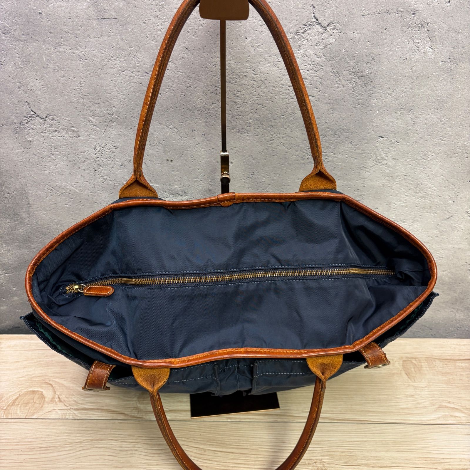 ✨Felisi フェリージ ナイロン×レザー トートバッグ ネイビー