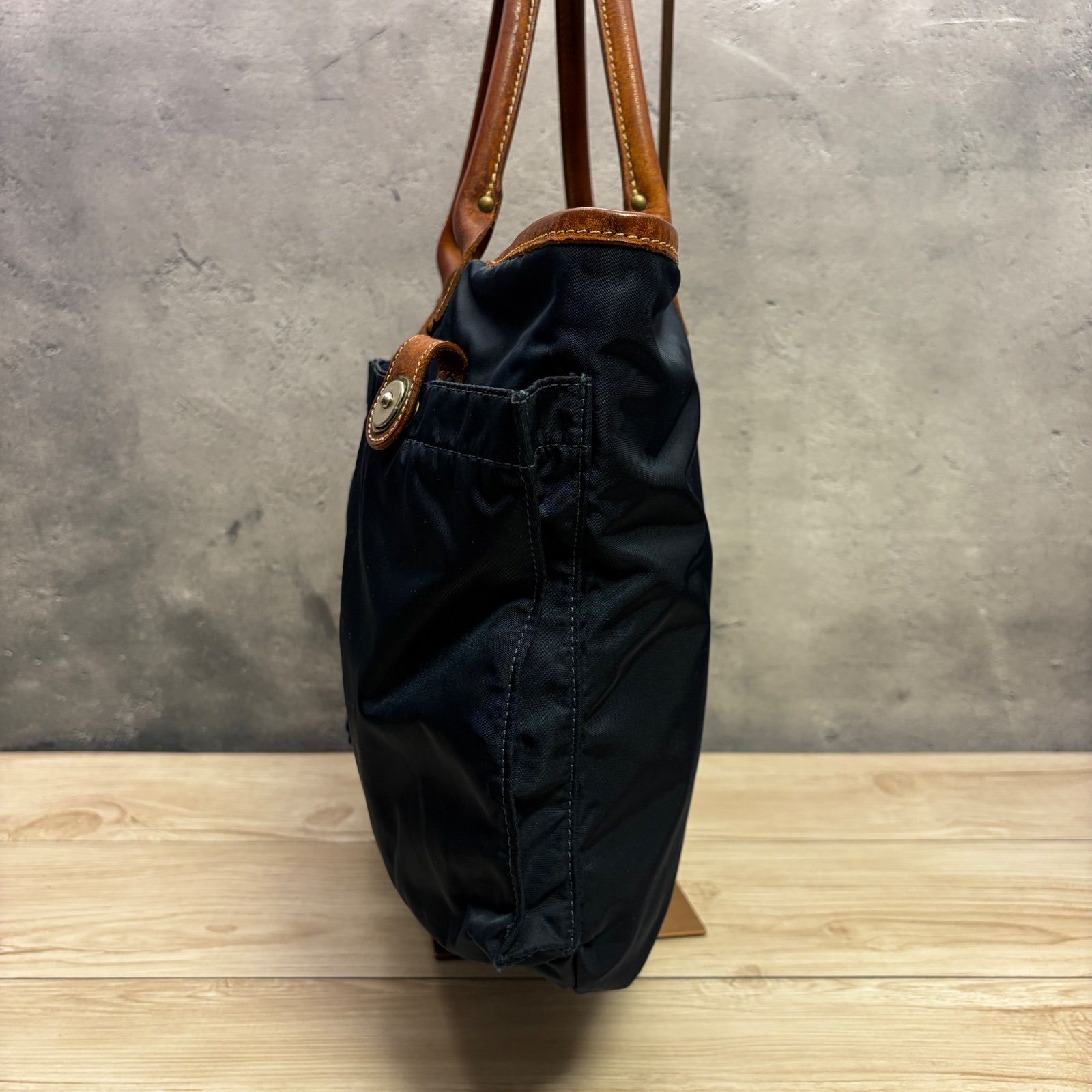 ✨Felisi フェリージ ナイロン×レザー トートバッグ ネイビー