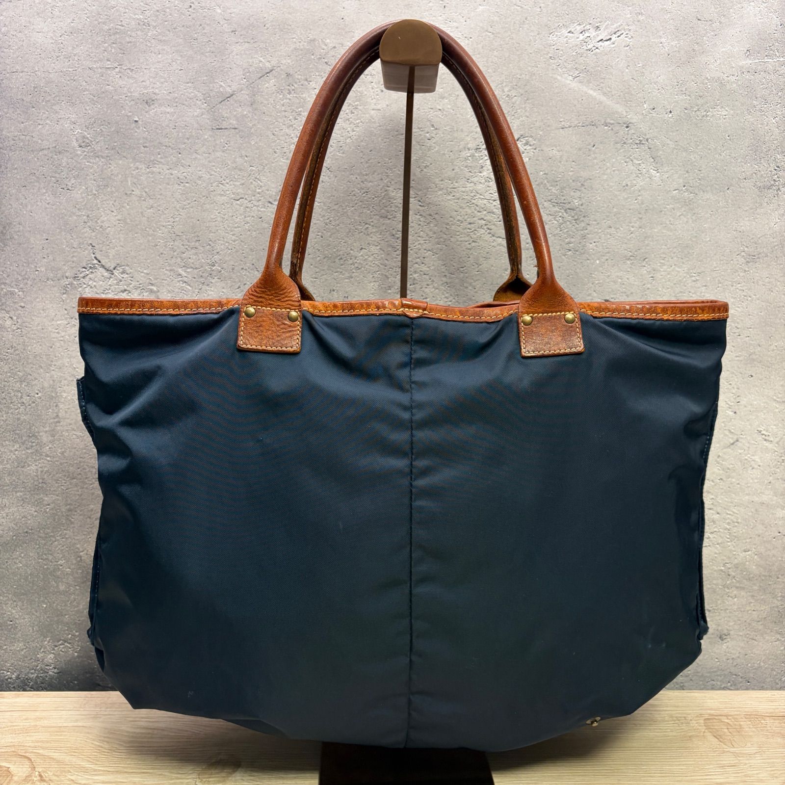 ✨Felisi フェリージ ナイロン×レザー トートバッグ ネイビー