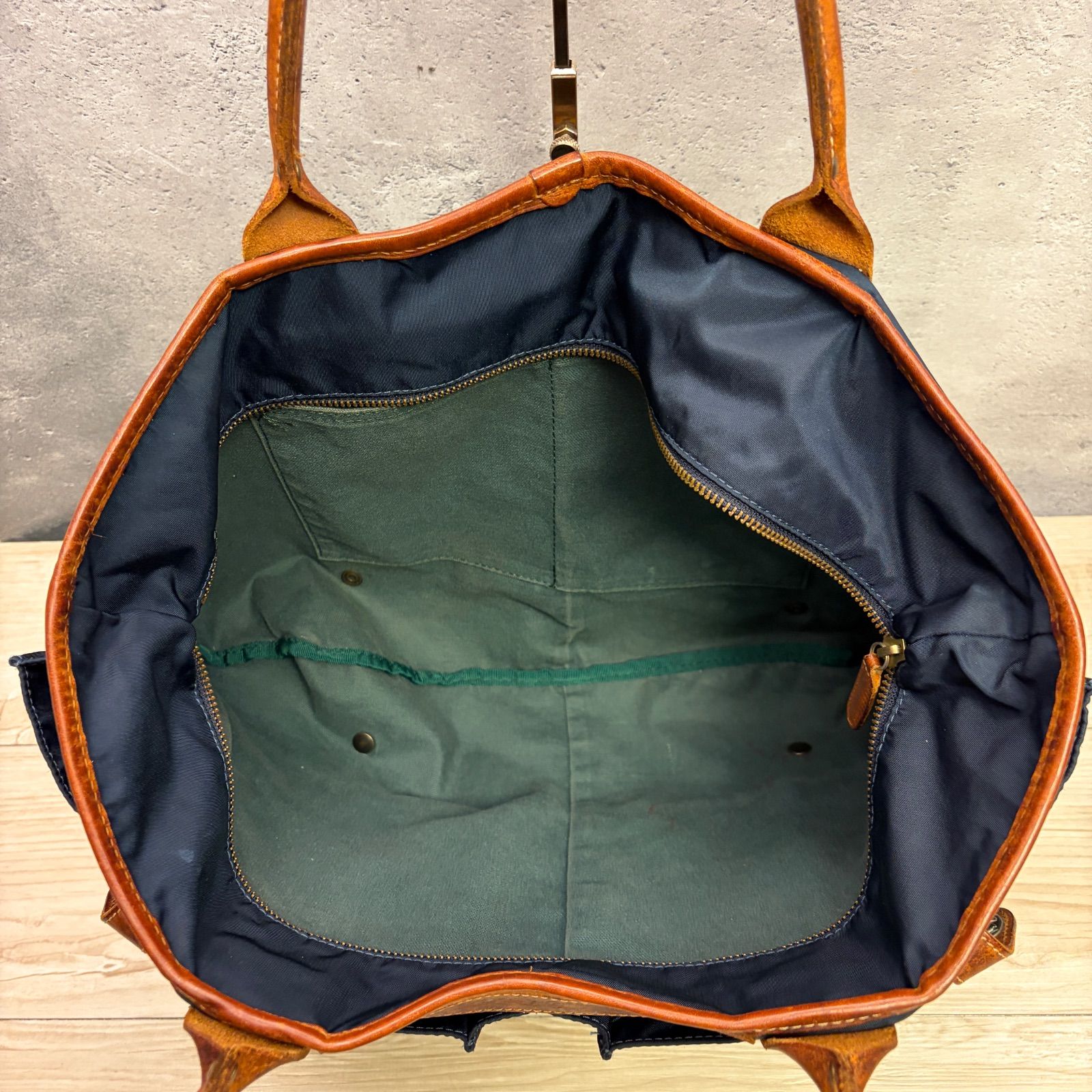 ✨Felisi フェリージ ナイロン×レザー トートバッグ ネイビー