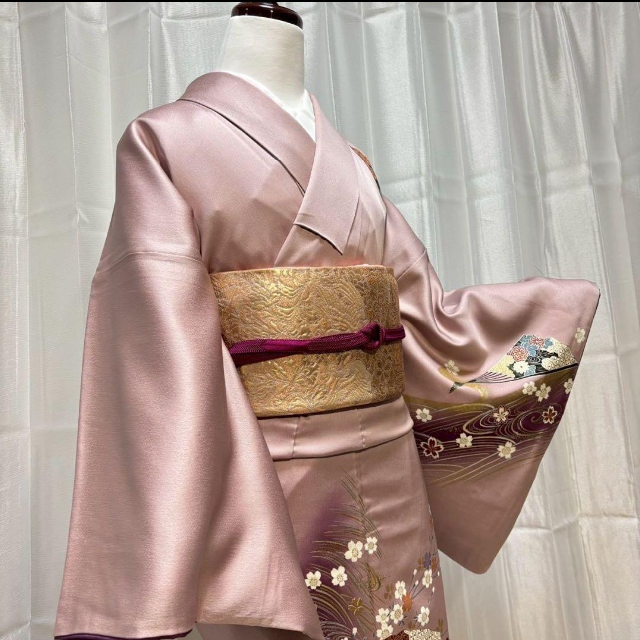 美品　正絹　訪問着　フルセット　上質　西陣唐織袋帯　フォーマル 正絹 訪問着 裄68 フルセット 4点 西陣唐織袋帯 上質 フォーマル フH