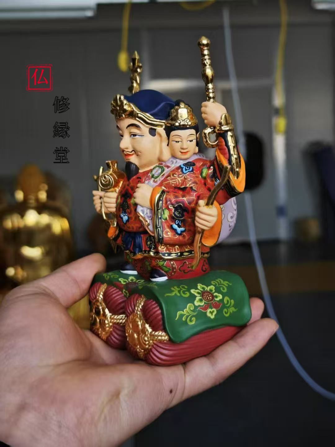 修縁堂】古美術品 16CM 三面 塗り絵です 大黒天 - メルカリ