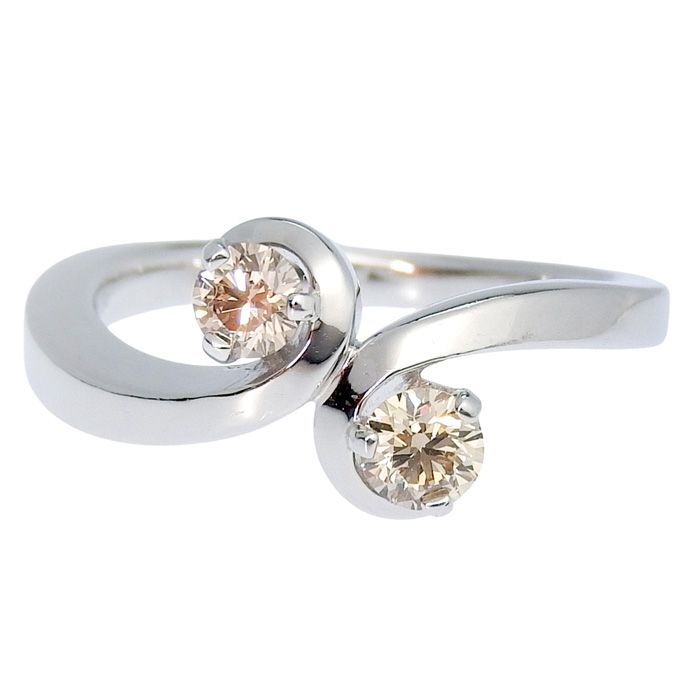 KASHIKEY カシケイ デザイン ブラウンダイヤ リング K18WG 750