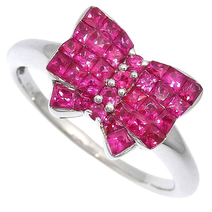 Masumi Kasahara 笠原真寿美 リボンモチーフ ルビー リング K18WG 750