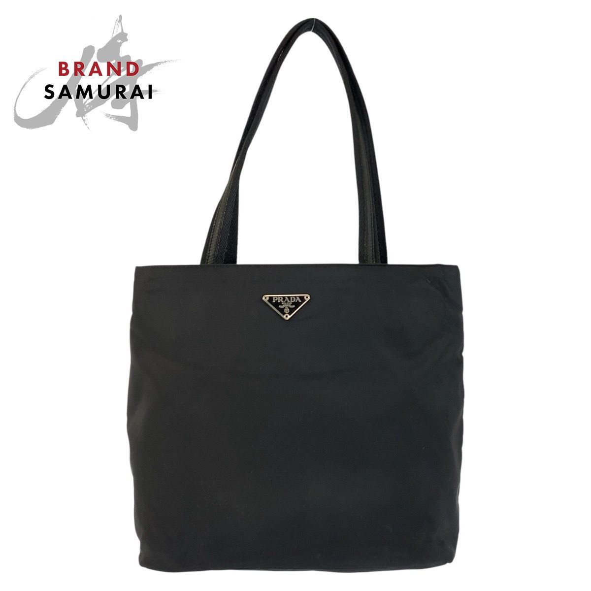 PRADA プラダ テスート 三角ロゴプレート ブラック 黒 シルバー金具