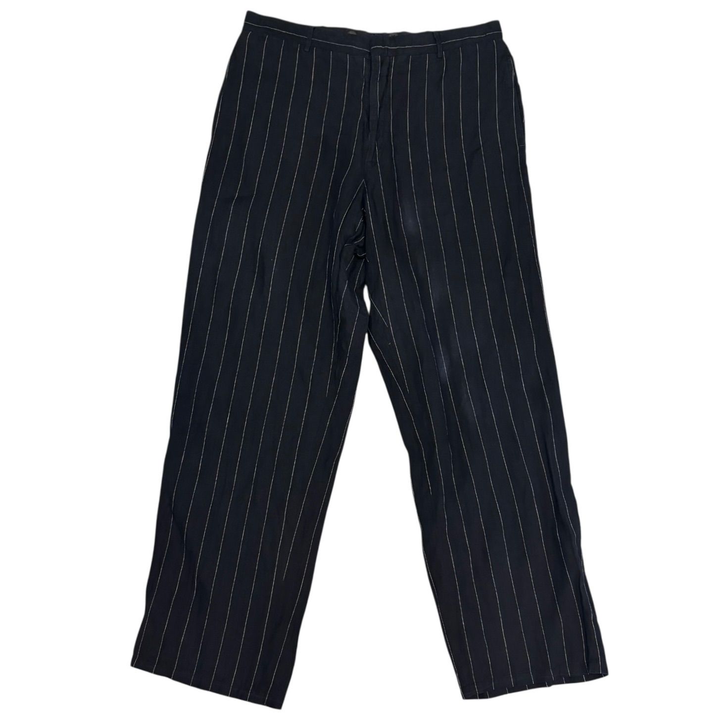 イタリア製 90s Polo Ralph Lauren Pinstripe Linen Slacks W32 BLK 黒