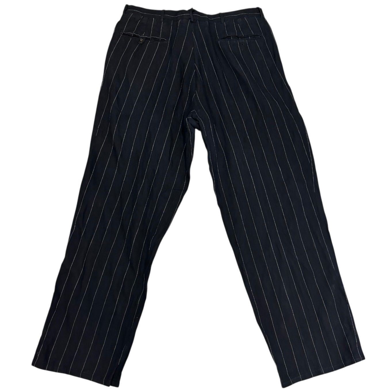 イタリア製 90s Polo Ralph Lauren Pinstripe Linen Slacks W32 BLK 黒