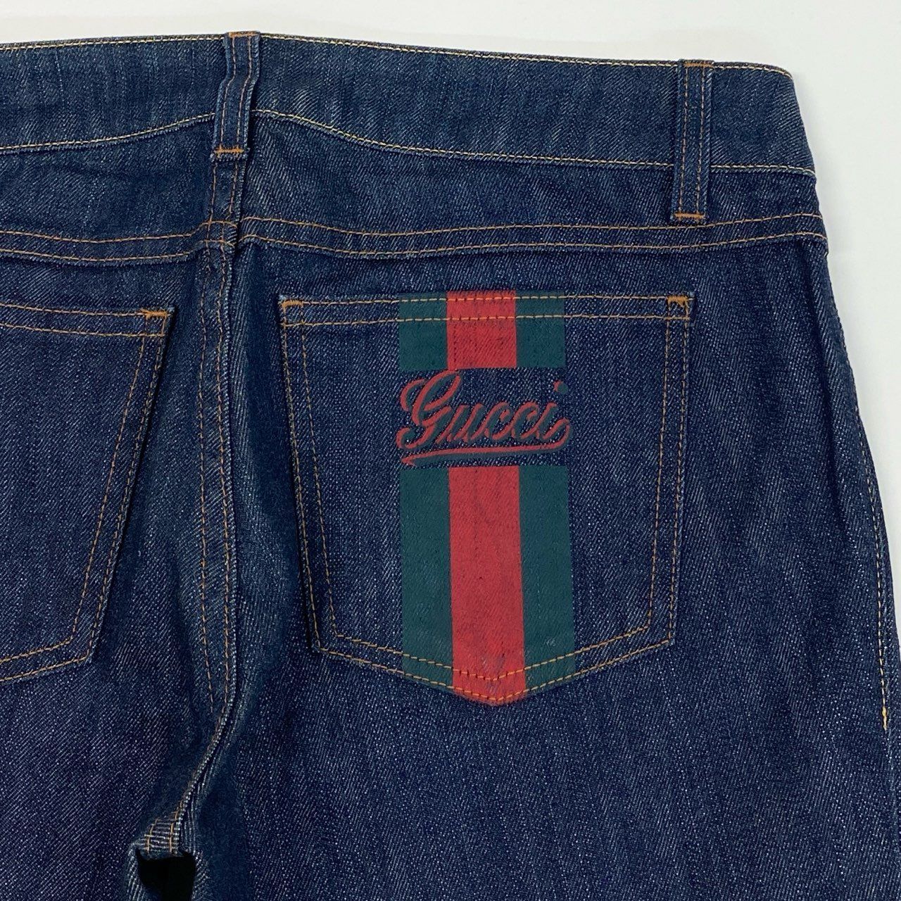 Ib19 GUCCI グッチ シェリーライン ポケットロゴ入り デニムパンツ 