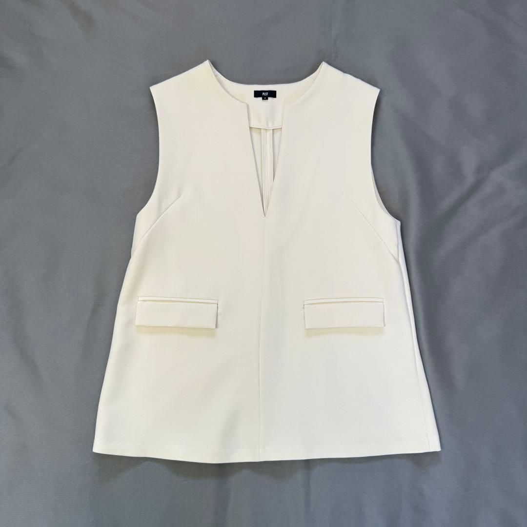 PLST プラステ 24SS Vネックベストパンツセットアップ 白 アイボリー