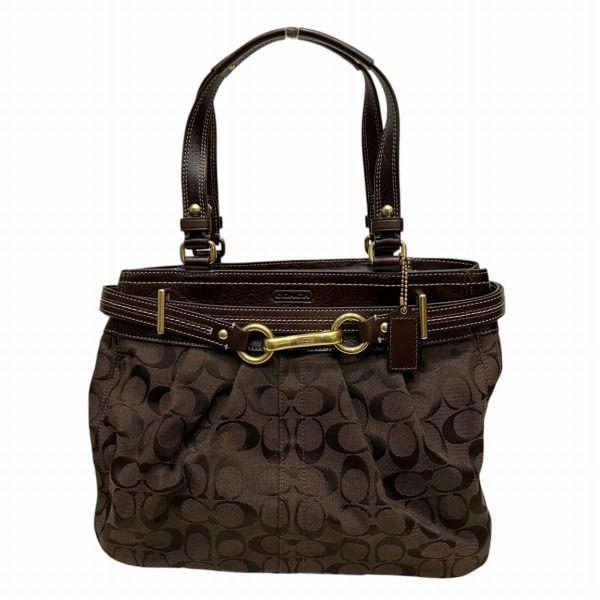 coachハンドバックブラウンレザーF34067