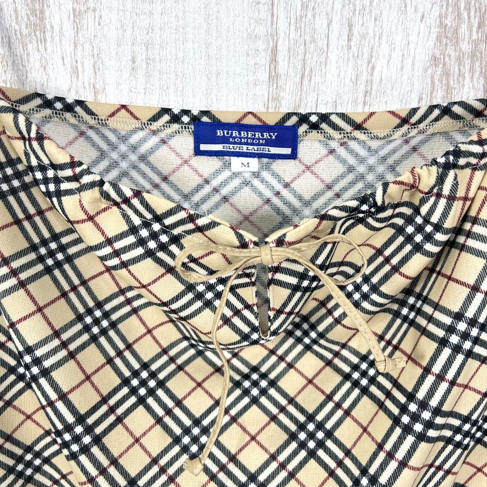 美品 BURBERRY BLUE LABEL バーバリーブルーレーベル フロントリボン