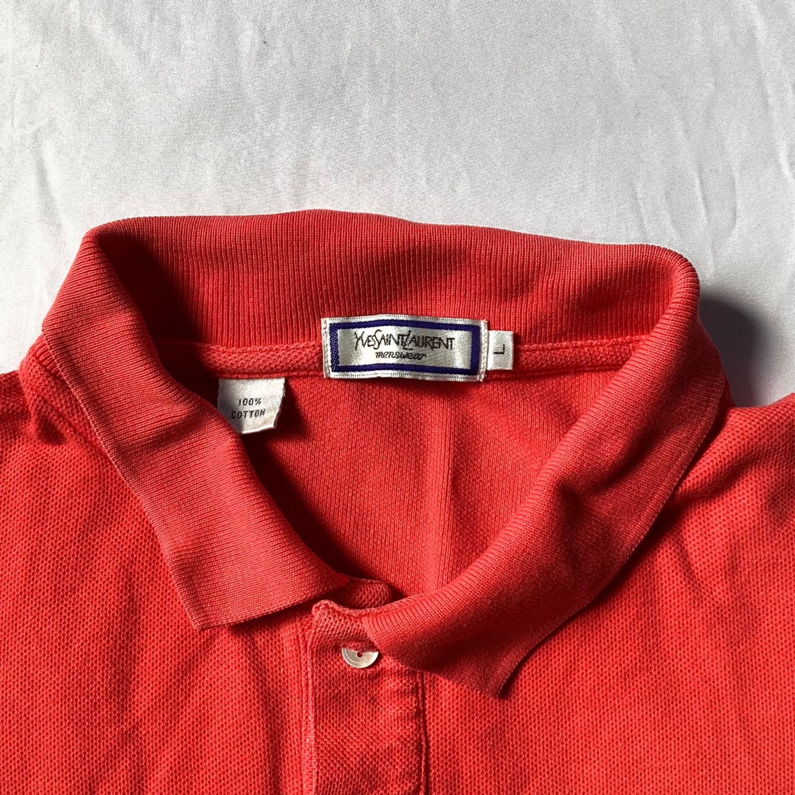 90s ビンテージ イブサンローラン ポロシャツ Lサイズ レッド Yves Saint Laurent イヴサンローラン ポロシャツ ヴィンテージ
