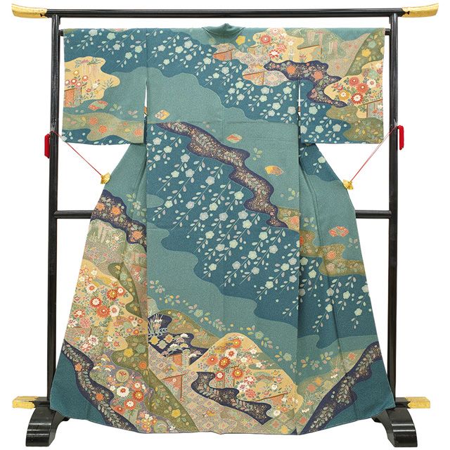 新古品】 訪問着 着物 未使用 フォーマル 正絹 袷 手染め 道長取り 