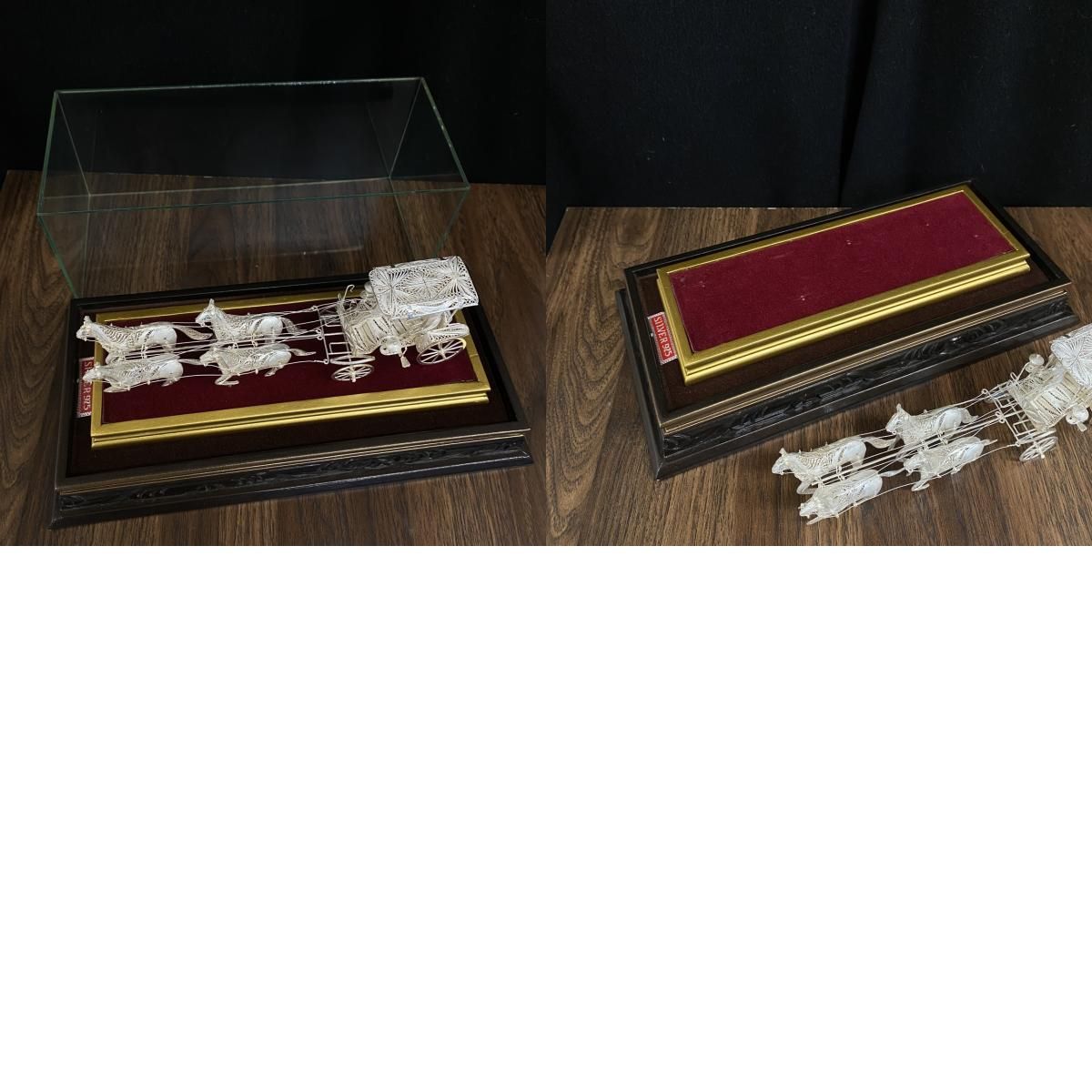 銀製 SILVER925 馬車 置物 90.0g 金属工芸 銀線細工 オブジェ