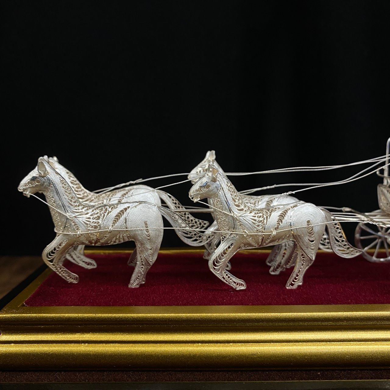 銀製 SILVER925 馬車 置物 90.0g 金属工芸 銀線細工 オブジェ
