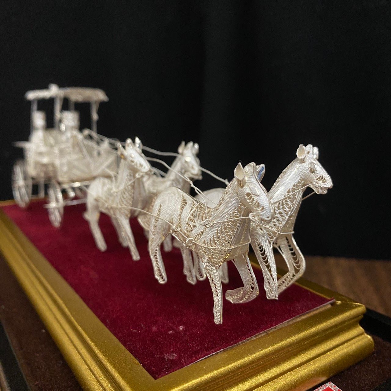 銀製 SILVER925 馬車 置物 90.0g 金属工芸 銀線細工 オブジェ