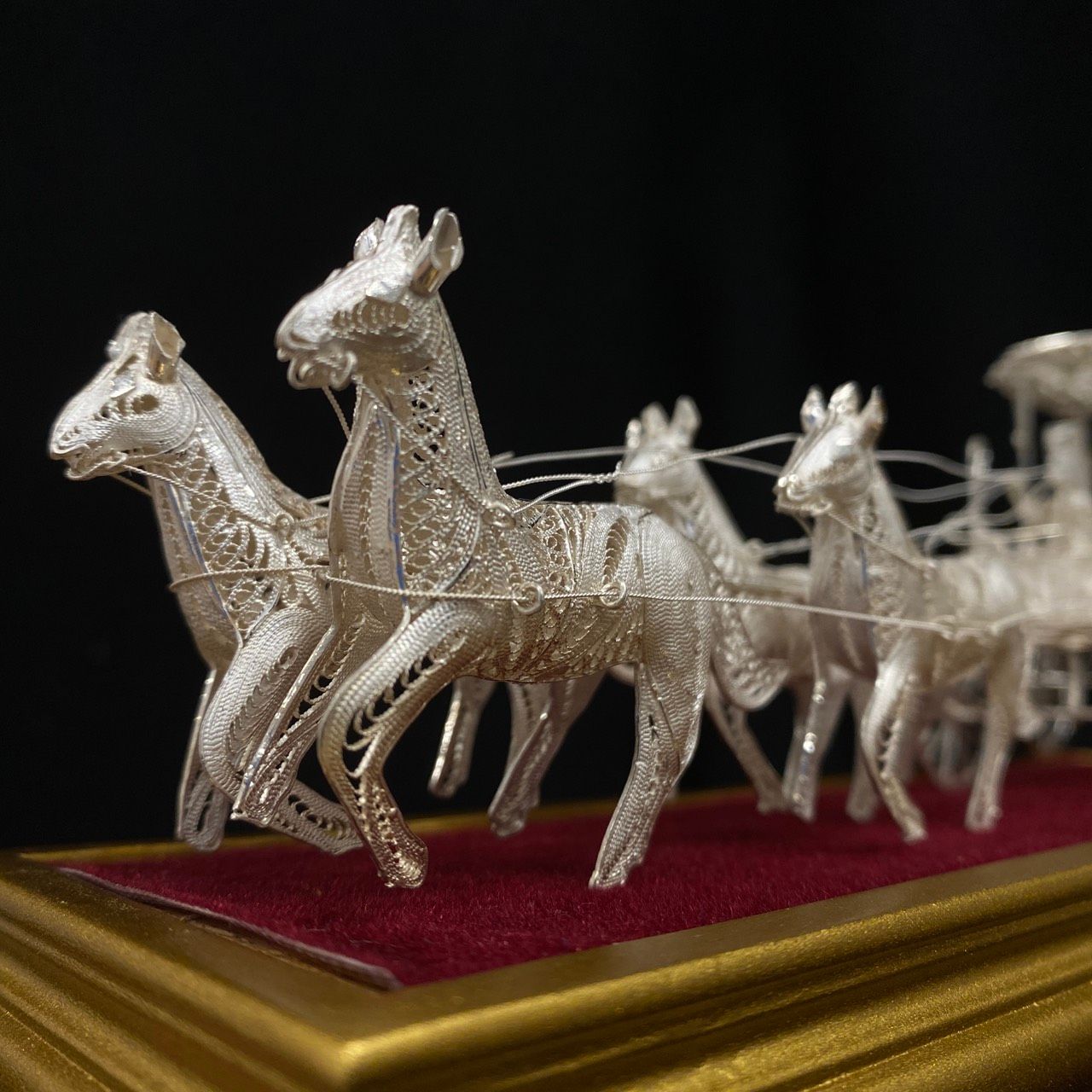 銀製 SILVER925 馬車 置物 90.0g 金属工芸 銀線細工 オブジェ
