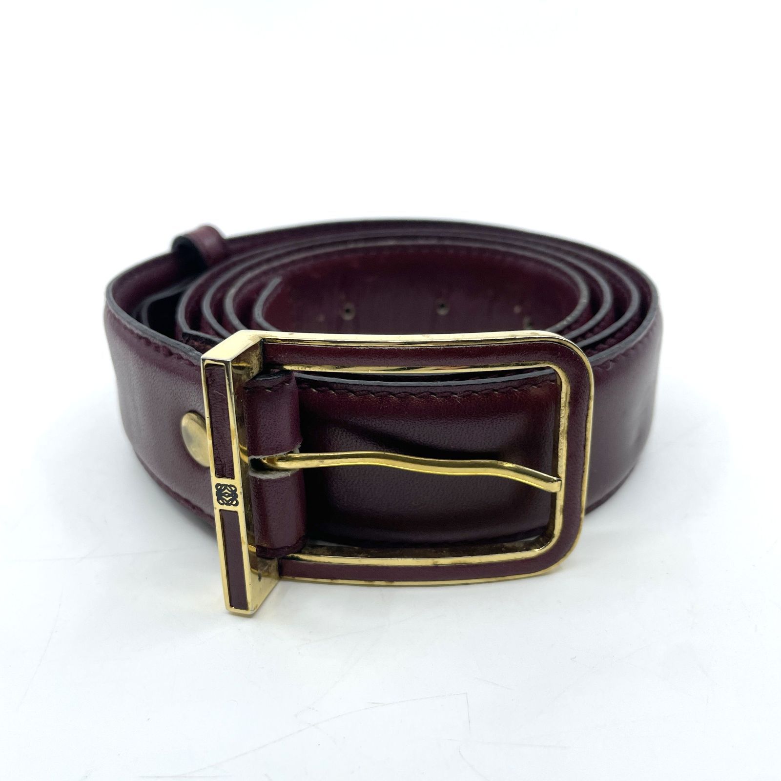 LOEWE ロエベ レザーベルト アナグラム バックル ボルドーブラウン 