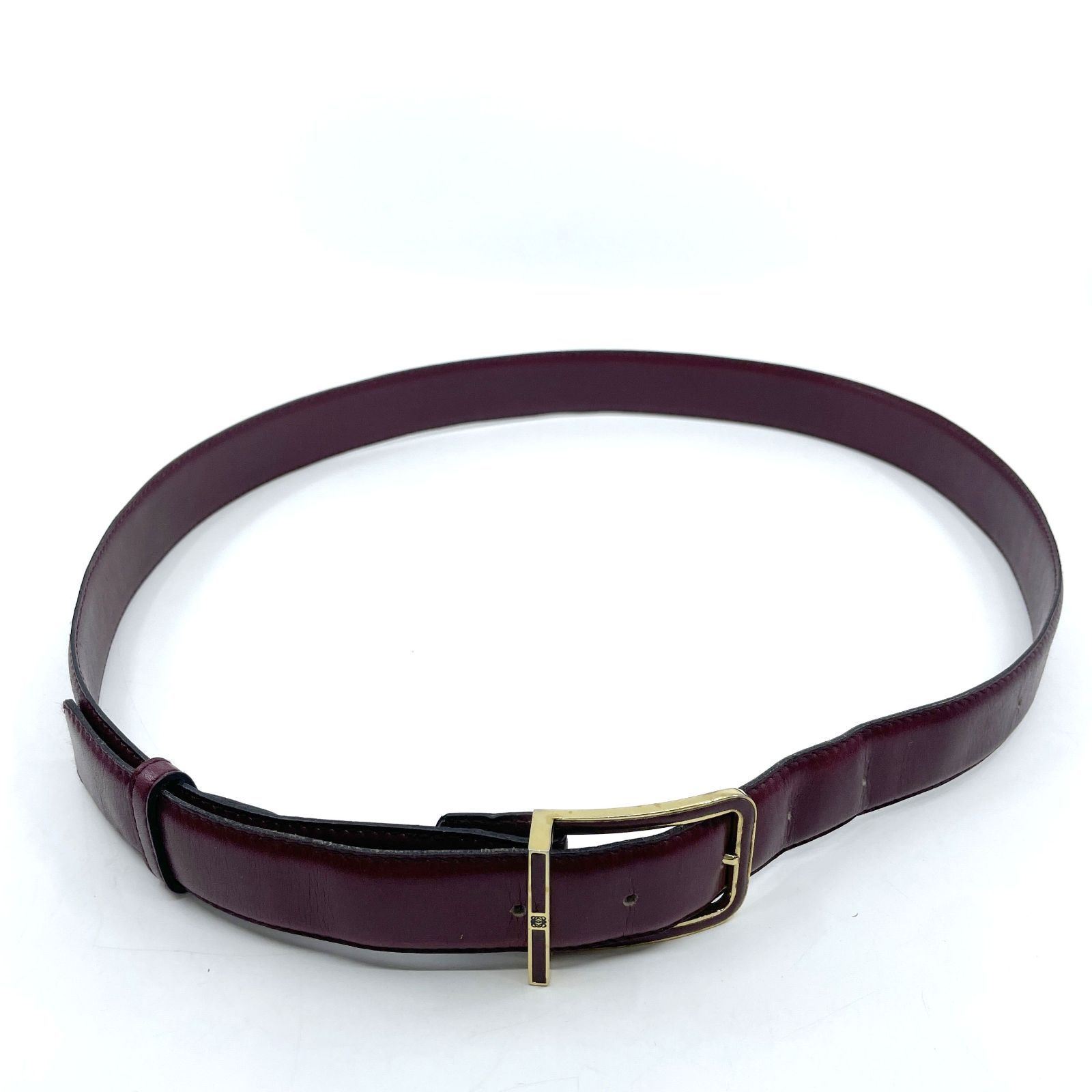 LOEWE ロエベ レザーベルト アナグラム バックル ボルドーブラウン 