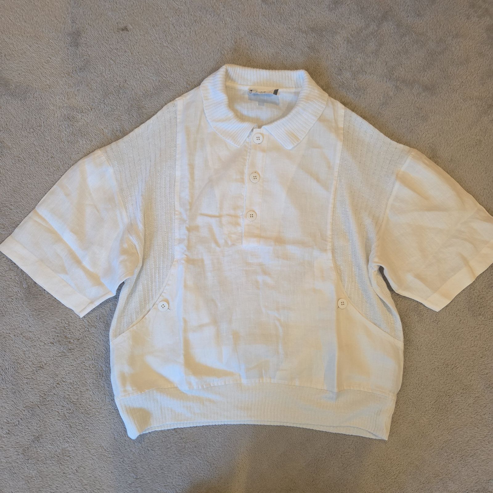 dunhill ダンヒル リネンポロシャツ／ メンズXS ユニセックス ホワイト