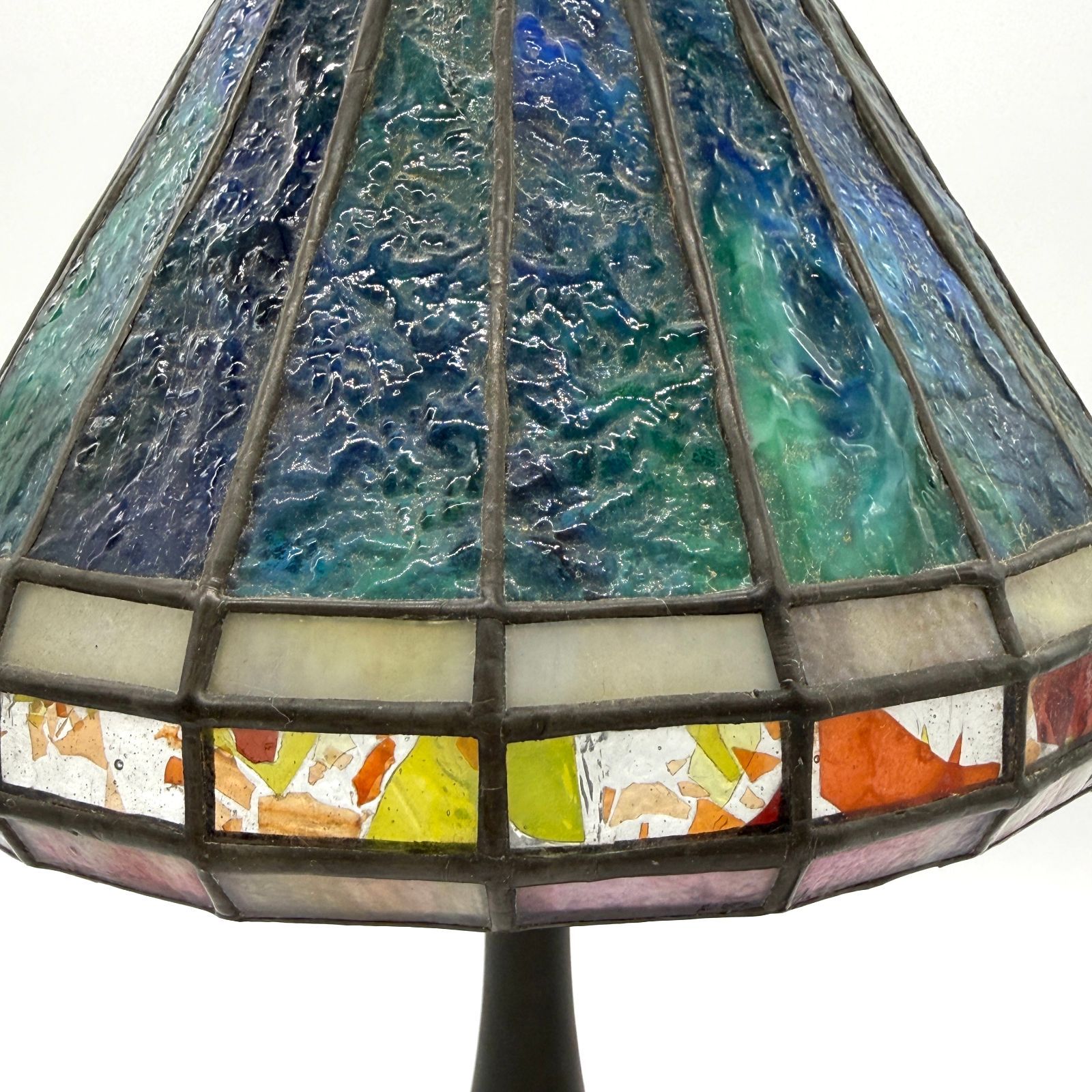 ステンドグラス テーブルランプ アンティーク調 ブルー基調 昭和レトロ