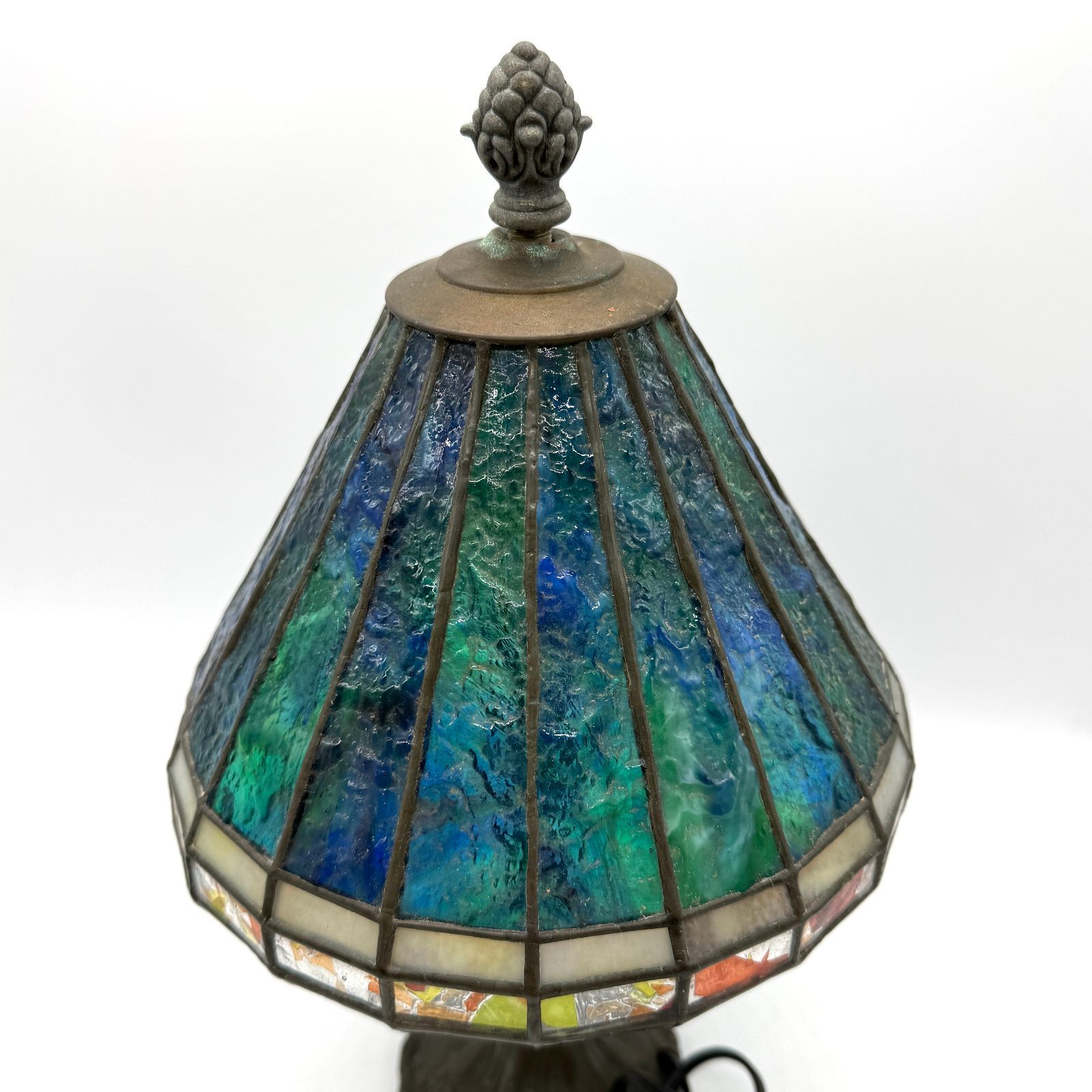 ステンドグラス テーブルランプ アンティーク調 ブルー基調 昭和レトロ