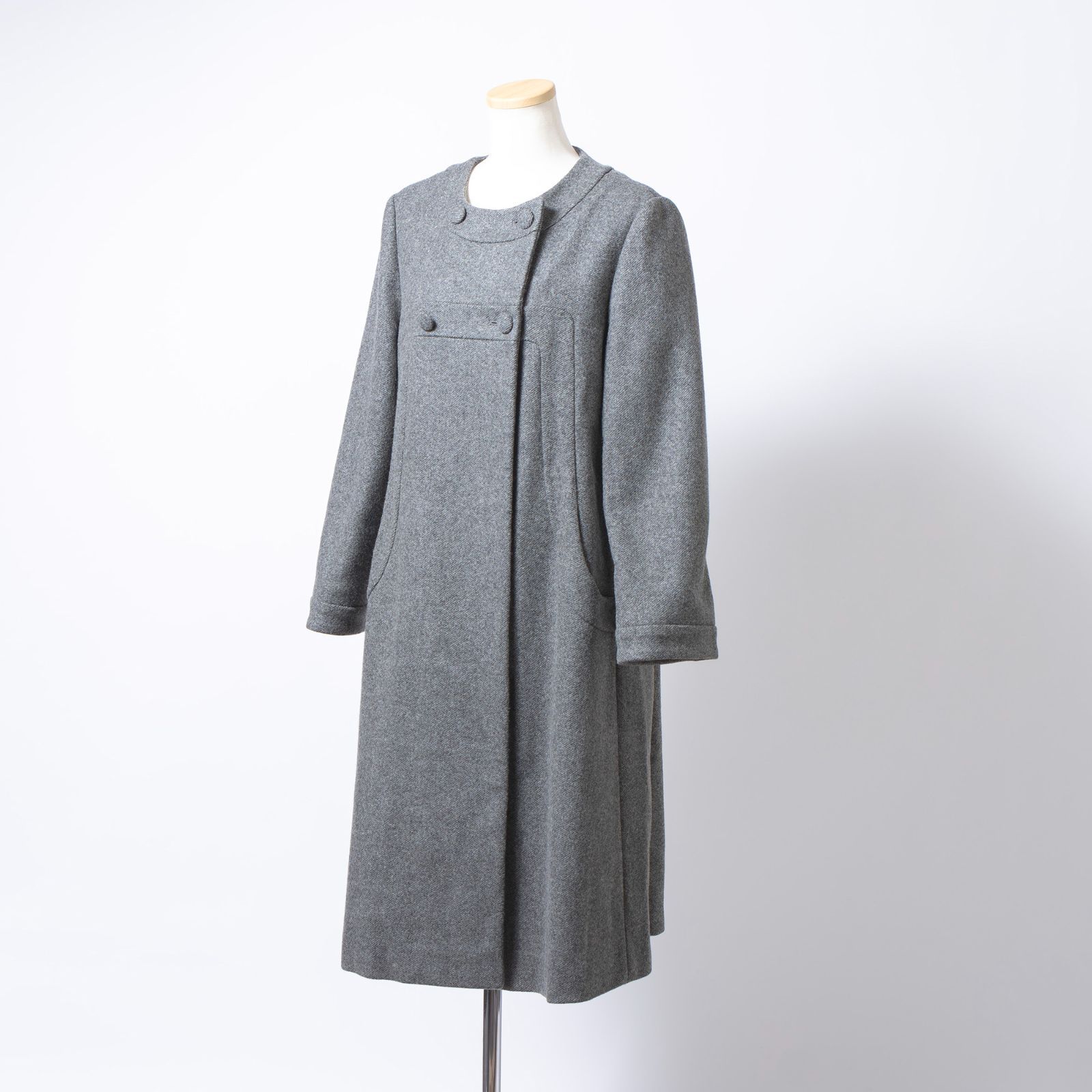 マルニ MARNI ノーカラー ロングコート グレー レディース 42 ウール 
