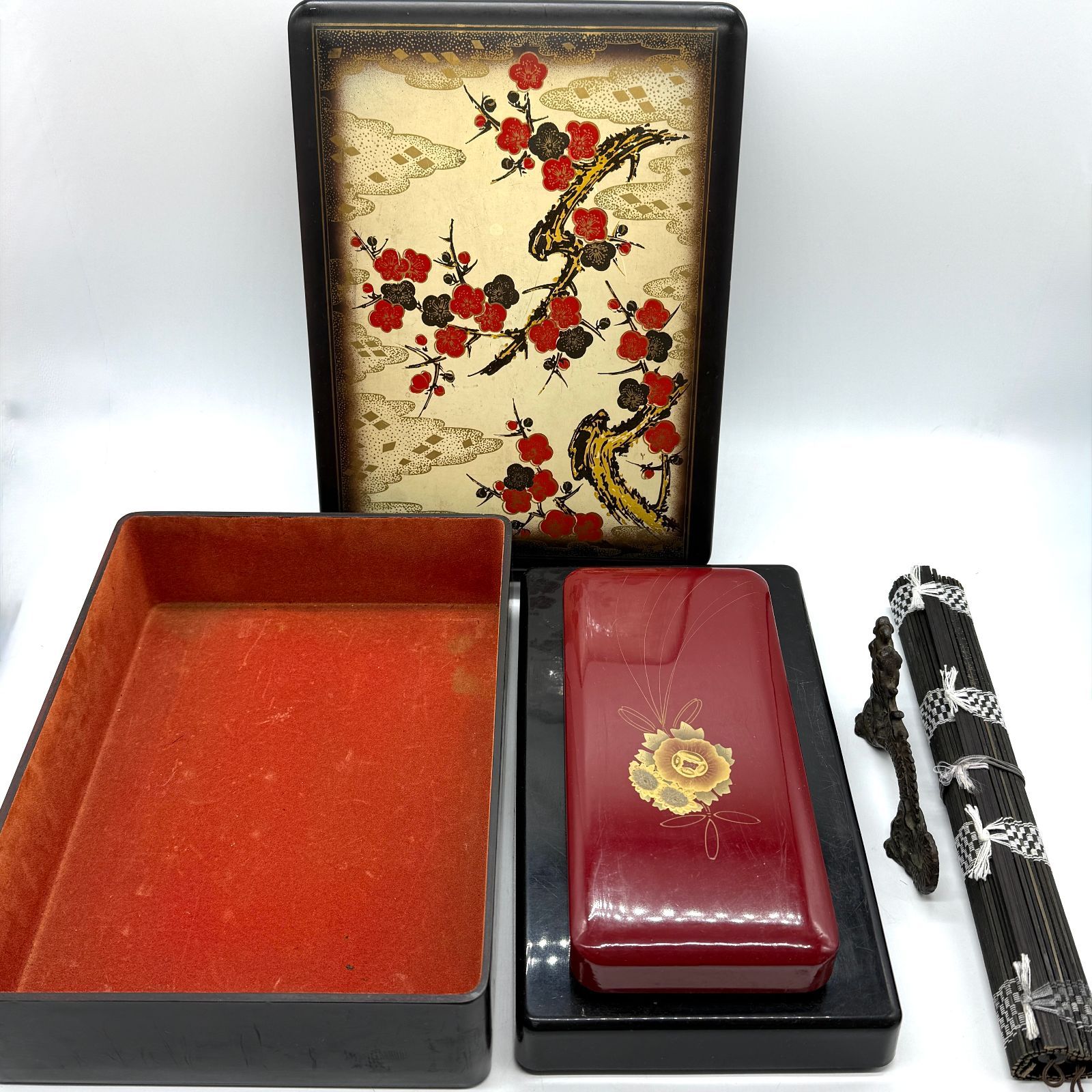 書道箱 書道セット 道具箱 和柄 花柄 梅柄 骨董 昭和レトロ - メルカリ