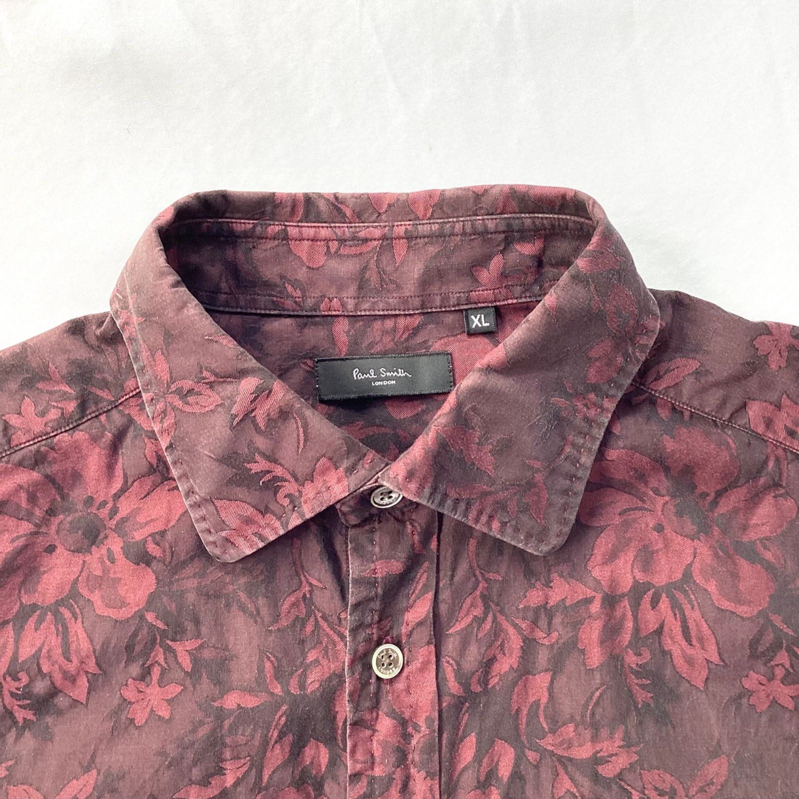 Paul Smith ポールスミス シャツ 総柄 花柄 フローラル 長袖 ボルドー