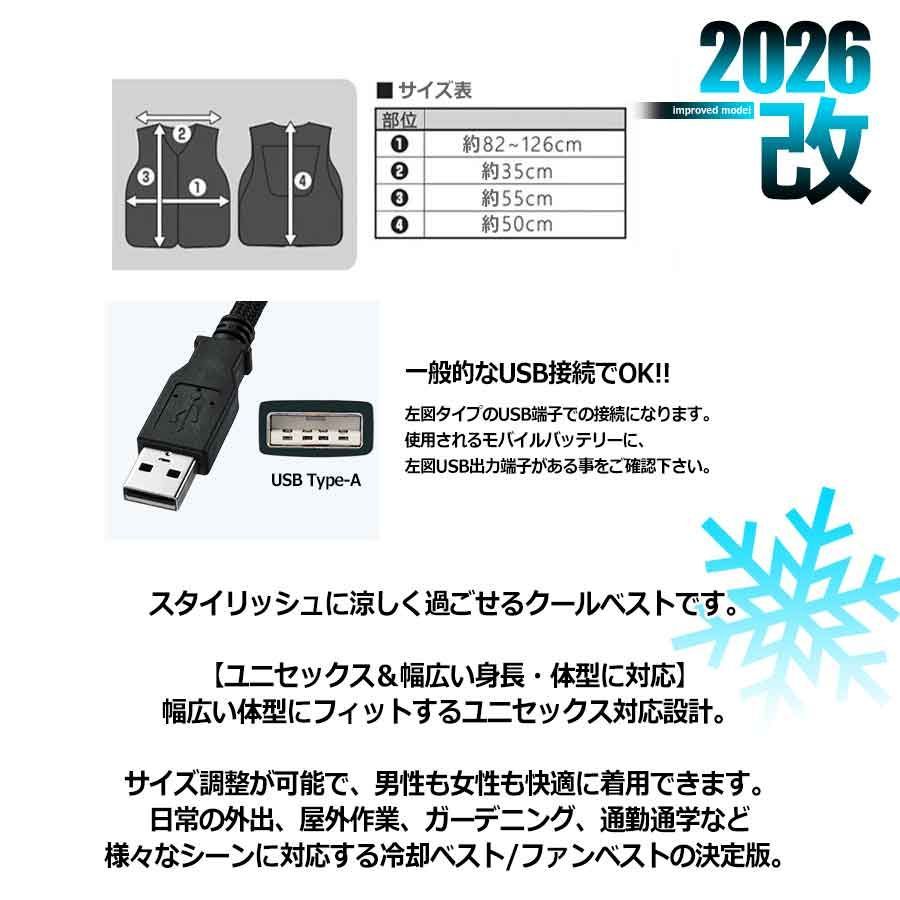 冷却ベスト 【2026】 冷却プレート2枚搭載 ペルチェ ベスト 超大冷却面 