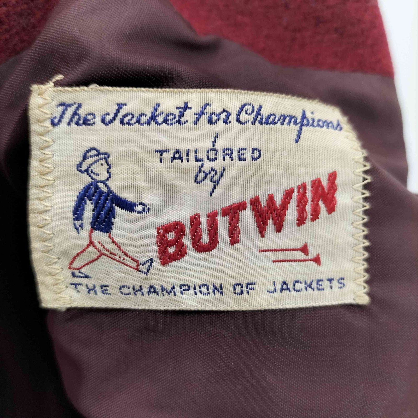 バトウィン BUTWIN 70s 袖レザー切替 ウール スタジャン メンズ 表記無 