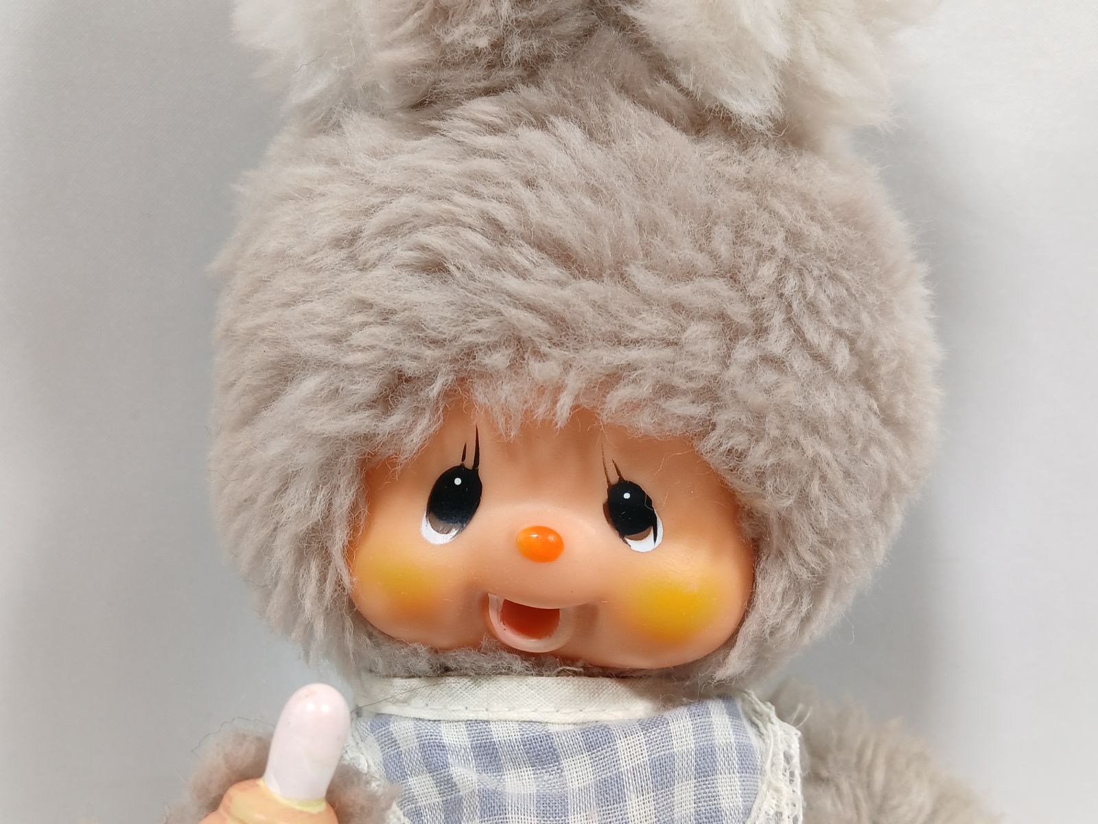希少　昭和レトロ　ヴィンテージぬいぐるみ　ゴム製フェイスモンチッチ　羊　バンダイ 希少 セキグチ チムたん うさぎ グレー 旧ロゴ ぬいぐるみ 当時物 昭和