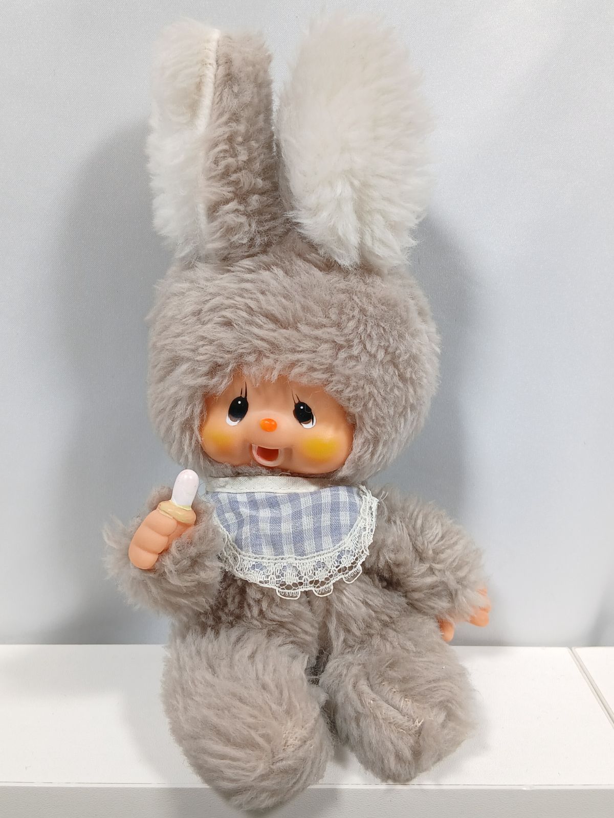 レトロぬいぐるみ　人形　うさぎ　モンチッチ　チムたんクタクタぬいぐるみビンテージ 希少 セキグチ チムたん うさぎ グレー 旧ロゴ ぬいぐるみ 当時物 昭和