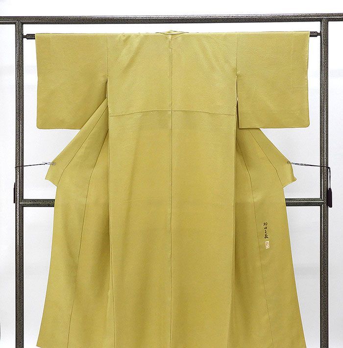 色無地 正絹 加賀友禅 押田正義 身丈152cm 裄丈62.5cm 木瓜 中古