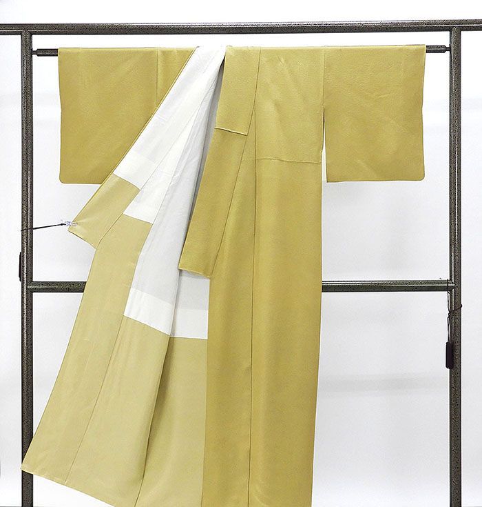 色無地 正絹 加賀友禅 押田正義 身丈152cm 裄丈62.5cm 木瓜 中古
