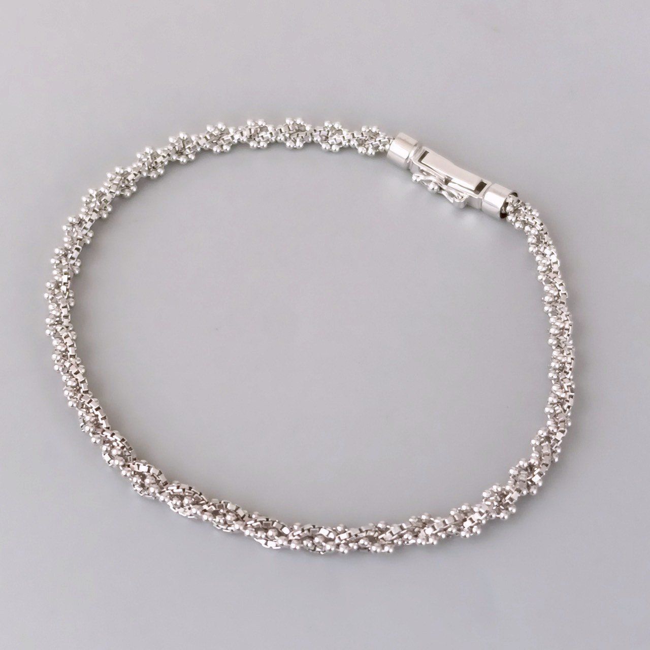 Pt850 プラチナ 男女兼用 4連 ボール&ヴェネチアン ブレス 8.72g 18.5