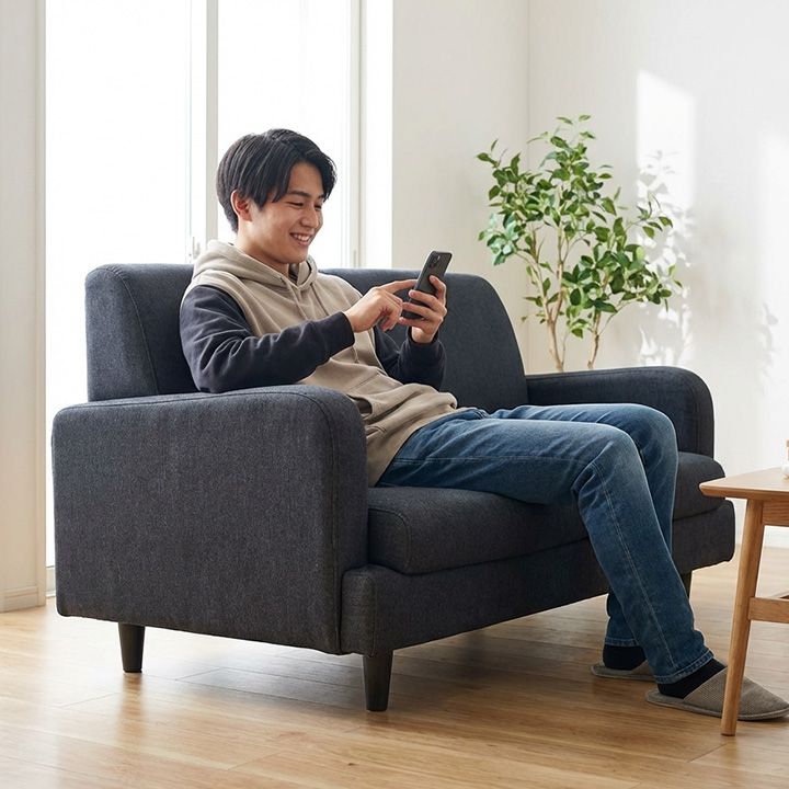  2 000円OFF対象 2|24まで 開梱設置付き ソファ 2人掛け ブラックデニム 幅140cm ヴィンテージ アイアン コットン 西海岸 男前インテリア 2人掛けソファー 取り外し可能カバー 2人掛け 3人掛けソファ ソファ ソファベッド